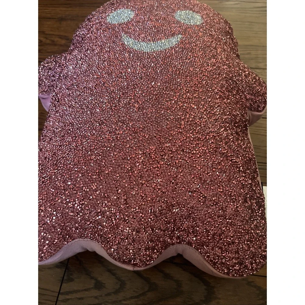 Halloween Ghost Pillow Pink Glitter Sparkles Home Rhinestone Tik Tok Decor